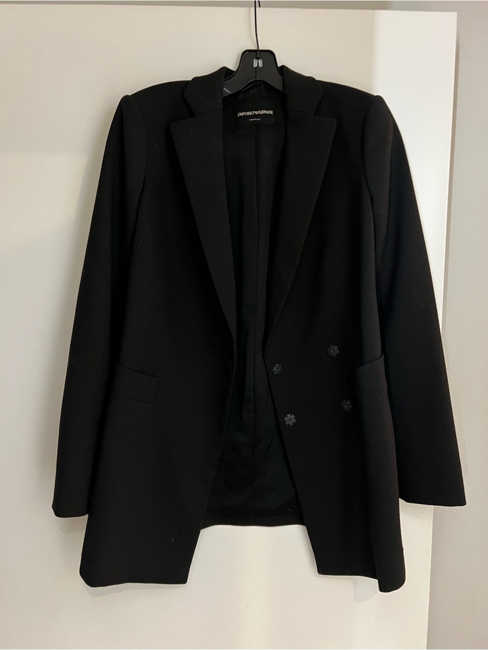 Emporio Armani Black Double-Breasted Blazer Jacket